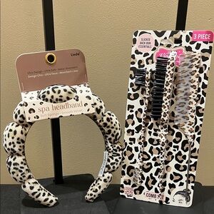 Lindo | Leopard Print Spa Headband & Slick Back Comb Set